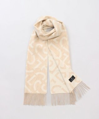 AURORA 【 LANVIN COLLECTION（ランバン コレクション） 】カシミヤ100%ジャカードマフラー(WASH) ベージュ