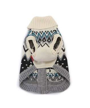 PET PARADISE スヌーピー 背中開き ニット雪遊び柄 《グレー》 中型犬 大型犬 グレー