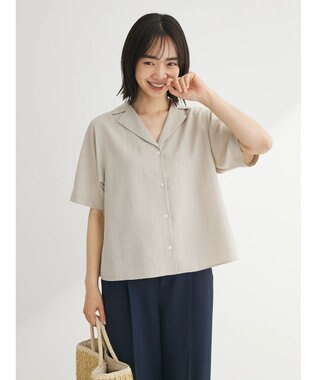 Green Parks 接触冷感　開襟シャツ Light Beige