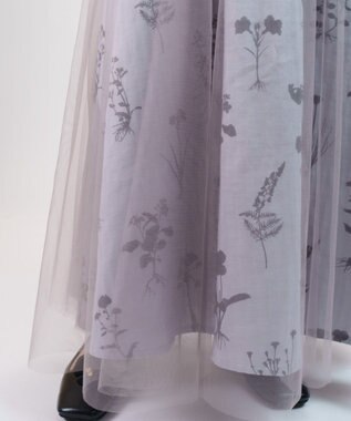 muuc 【植物の影絵プリント】チュールレイヤースカート ライトグレー