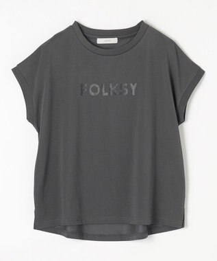 ANY グリッタープリントロゴＴシャツ チャコール