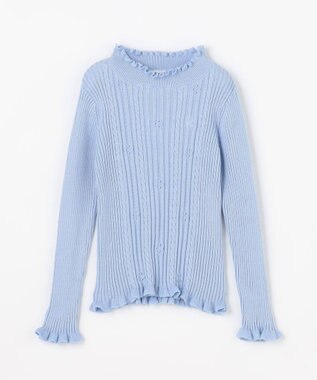 組曲 KIDS 【110-140㎝】フラワードット リブニット サックスブルー