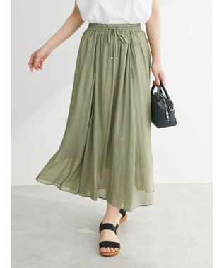 Green Parks サラフレギャザースカート Khaki