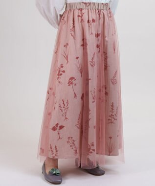 muuc 【植物の影絵プリント】チュールレイヤースカート