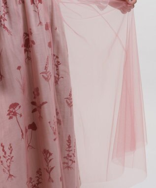 muuc 【植物の影絵プリント】チュールレイヤースカート ピンク