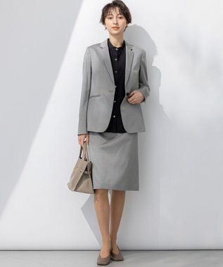 23区 S 【セットアップ対応/洗える】ストレッチシャンブレー テーラードジャケット ライトグレー系