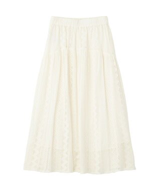 Green Parks ラウンド切替インドコットンレーススカート Off White
