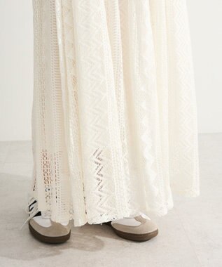 Green Parks ラウンド切替インドコットンレーススカート Off White