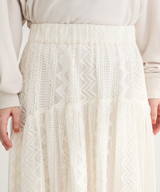Green Parks ラウンド切替インドコットンレーススカート Off White