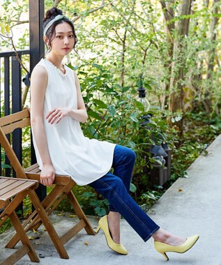 Tiaclasse 【洗える】体型カバーも叶うフリルカラーチュニックブラウス オフホワイト