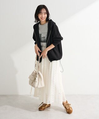 Green Parks ラウンド切替インドコットンレーススカート Off White