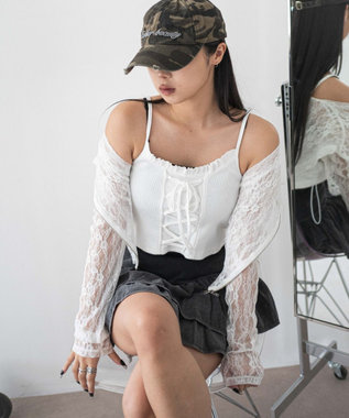 WEGO レースアップデザインキャミ