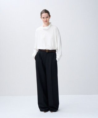 ATON WOOL GABARDINE | ワイドパンツ BLACK