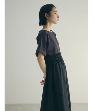 Green Parks armonia.異素材切替ドルマンワンピース Charcoal Gray