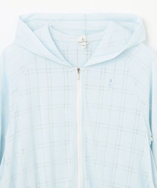 組曲 KIDS 【150-160㎝】【UVケア】オパールチェック パーカー サックスブルー系