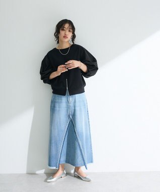 Green Parks ２ＷＡＹ７分袖タック裾ＺＩＰプルオーバー Black