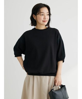 Green Parks ワッフル布帛ドッキングプルオーバー Black