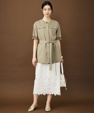 自由区 S 【セットアップ対応】リネンストレッチ ジレ カーキ