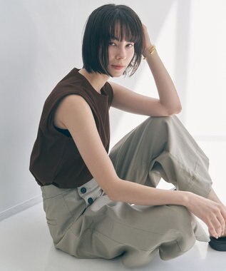 UNFILO ドライタッチフライス ノースリーブ Tシャツ ブラウン