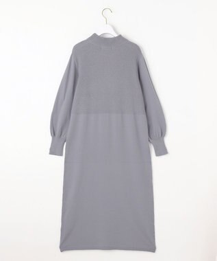 ANY SIS 【洗える】バスケット編み切替えニット ワンピース ブルーグレー