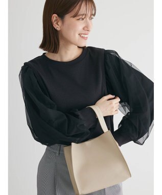 Green Parks 袖チュールドッキングリブプルオーバー Black