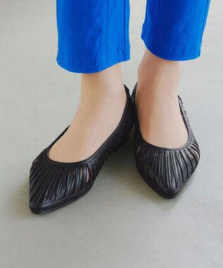 Tiaclasse 【小倉優子さん着用・フラット&ヒール2TYPE】ケージデザインシアーパンプス フラット：ブラック