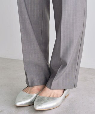 Green Parks あったか裏起毛きれいシルエットパンツ Stripe