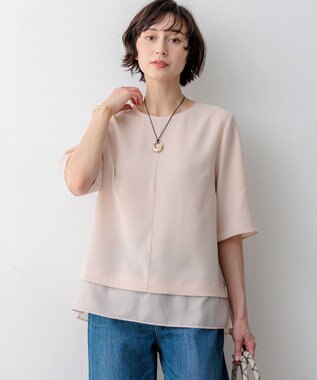 23区 【新色追加】ストレッチジョーゼット シアーコンビ カットソー