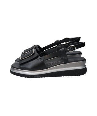 INTER-CHAUSSURES 【INTER-CHAUSSURES】バックルウエッジバックバンドサンダル ブラック