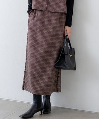 【GLOW10月号掲載/洗える】ツイーディーカラーミックス  Iライン スカート