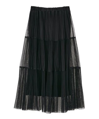 Green Parks チュールプリーツティアードスカート Black