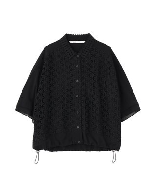 YECCA VECCA レースMIXレイヤードハーフスリーブシャツ Black
