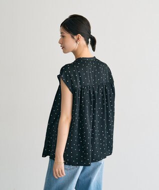 YECCA VECCA ドット柄ギャザーブラウス Camel