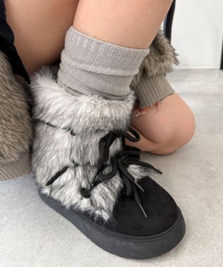 WEGO ボリュームファーレースアップFムートンブーツ ブラック