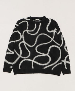 WEGO 【ユニセックス着用ITEM/MLサイズ展開】ファジーパターンプルオーバー ブラック