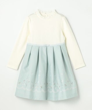 組曲 KIDS 【110-140㎝】 フラワーアーチワンピース＆ボレロジャケットセット ミントグリーン