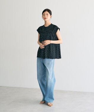 YECCA VECCA ドット柄ギャザーブラウス Camel