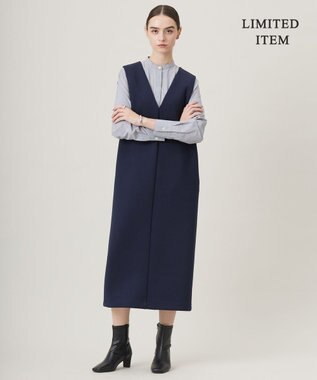 ICB L 【WEB限定・洗える】 コンパクトダブルフェイス ジャンパースカート ネイビー系