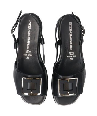 INTER-CHAUSSURES 【INTER-CHAUSSURES】バックルウエッジバックバンドサンダル ブラック