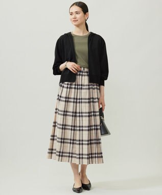 自由区 L 【カタログ掲載・洗える】シアーブライトチェック スカート ベージュ