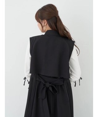 earth music&ecology サイドプリーツジレンチ Black