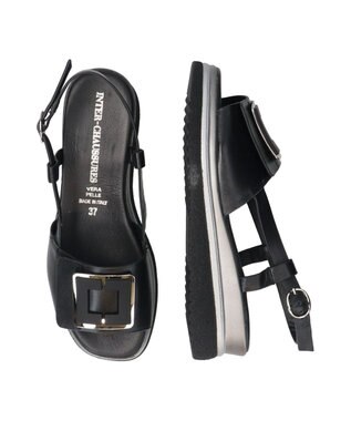 INTER-CHAUSSURES 【INTER-CHAUSSURES】バックルウエッジバックバンドサンダル ブラック