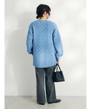 CRAFT STANDARD BOUTIQUE 洗えるモールケーブルニットチュニック Sax