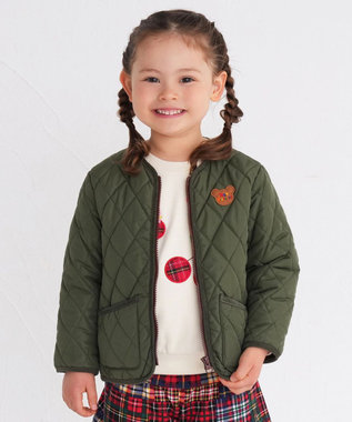  【80-120cm】 抗菌・抗ウイルス ノーカラー キルティングジャンパー