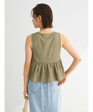 Green Parks ジャガードペプラムＺｉｐベスト Khaki