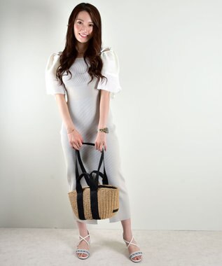 LA BAGAGERIE 【maison vert】 【ペーパー素材・多収納】ダブルハンドルかごバッグ ブラック×ベージュ