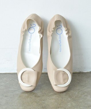 nouvelleRobe Oū 【本革・高反発】Big Buckle pumpsビッグバックル ヒールパンプス ベージュ