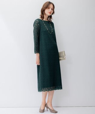 23区 【APPLAUDIR】オプティカルフラワーレース ドレス グリーン系
