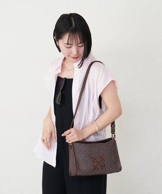 russet ナイロンラフィアショルダーバッグ(CE-1713) D.Brown