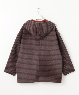 自由区 【リバーシブル】ウールリバー フード付きショートコート レッド系